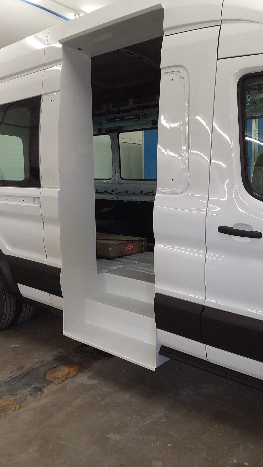 Repairs and paint job complete for commercial fleet van.